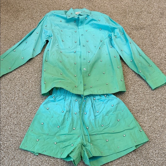Sandro Other - Sandro Turquoise Embellished Shirt